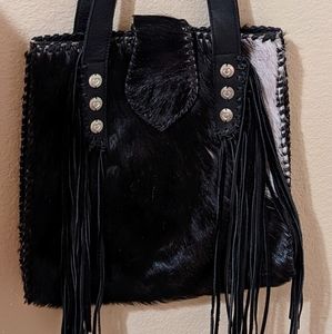 Large Cow Hide & Fringe Purse